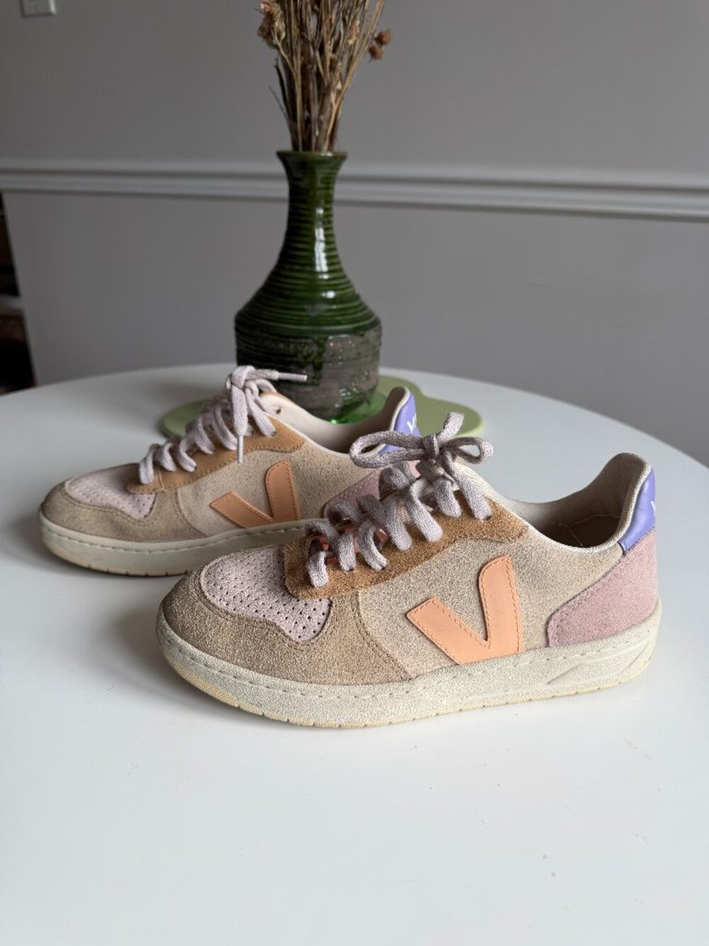 VEJA V-10 SUEDE MULTICOLOUR PEACH Sz 36
